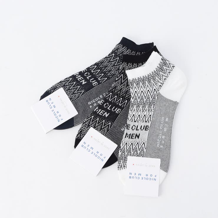 シェブロン×ロゴジャカード ショートソックス | NICOLE | 詳細画像4 