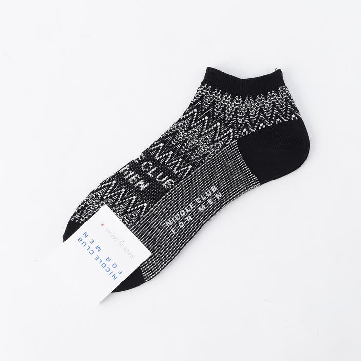 49ブラック | シェブロン×ロゴジャカード ショートソックス | NICOLE