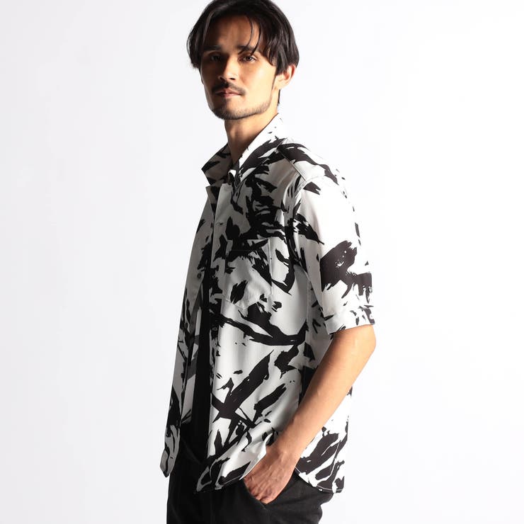 09ホワイト | アラカルトプリント ＢＤスタンドシャツ | NICOLE