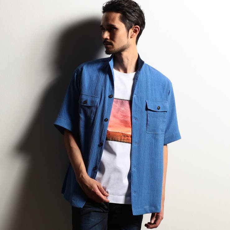 60ブルー | 【RIELABO】ナイロンクレープオーバーシャツ | NICOLE