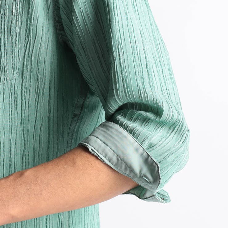 カラープリーツ7分袖スタンドカラーシャツ | NICOLE | 詳細画像17 