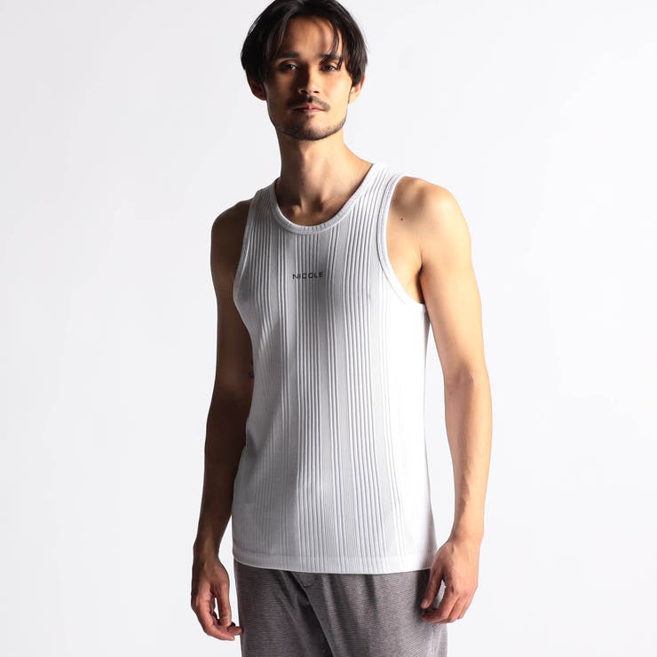 09ホワイト | ランダムテレコ・メランジ天竺タンクトップ | NICOLE