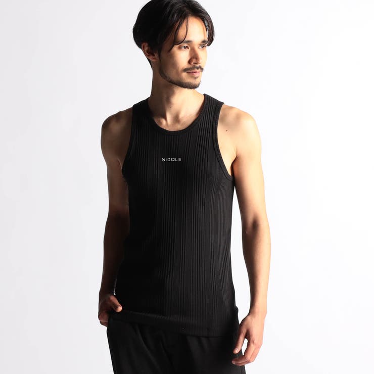49ブラック | ランダムテレコ・メランジ天竺タンクトップ | NICOLE