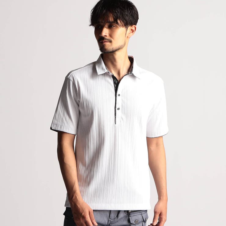09ホワイト | 【25年モデル EC限定再販売】ランダムテレコショートレギュラーカラーポロシャツ | NICOLE