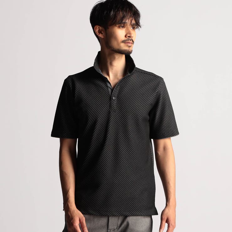 49ブラック | ブライトタックバイアススキッパーポロシャツ | NICOLE