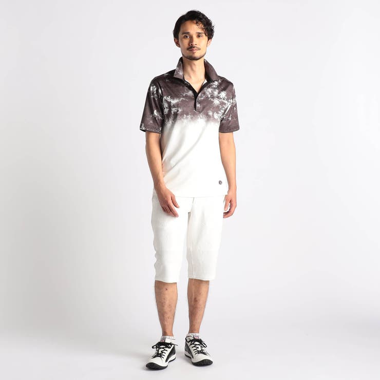 NICOLE SPORTS】ムラ柄スキッパーポロシャツ[品番:NICW0006733 NICOLE SPORTS】ムラ柄スキッパーポロシャツ[品番:NICW0006733