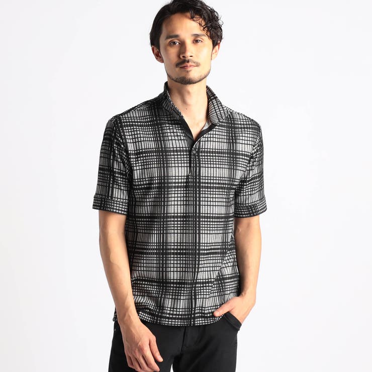 49ブラック | 【NICOLE SPORTS】ブリスターチェックスタンドポロシャツ | NICOLE