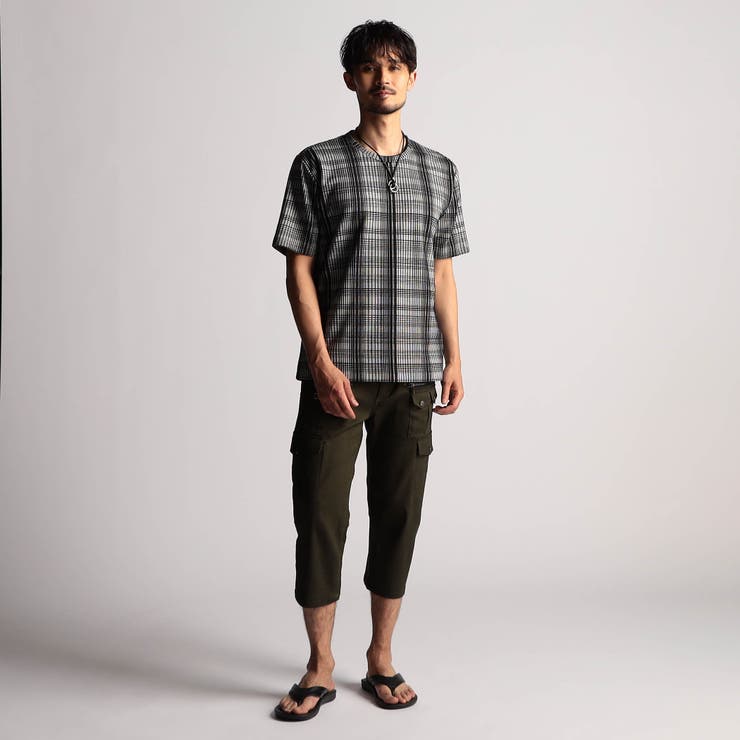 ブリスターチェッククルーネック半袖プルオーバー | NICOLE | 詳細画像3 