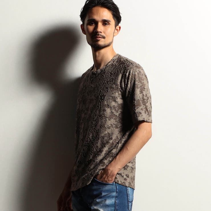 【RIELABO】ブロークンシアージャカード ヘンリーネックカットソー | NICOLE | 詳細画像1 