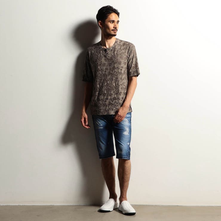 【RIELABO】ブロークンシアージャカード ヘンリーネックカットソー | NICOLE | 詳細画像2 