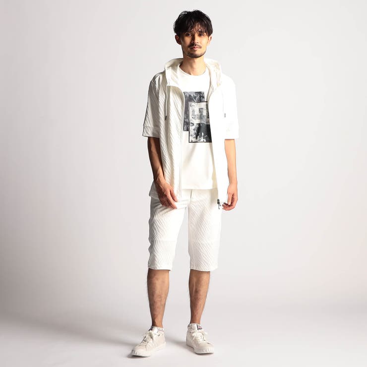 アラカルトリンクスジャカード5分袖フードパーカー | NICOLE | 詳細画像2