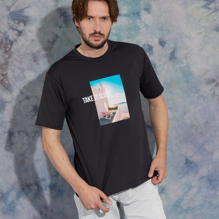 49ブラック | アラカルトプリントクルーネック半袖Tシャツ | NICOLE