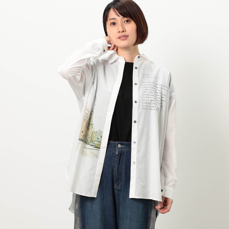 28オフホワイト | 【WALDO】風景柄レギュラーシャツ | NICOLE