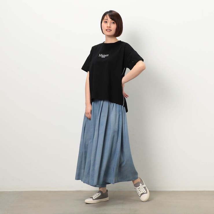 刺繍ロゴサイドパイピング半袖Ｔシャツ | NICOLE | 詳細画像3 