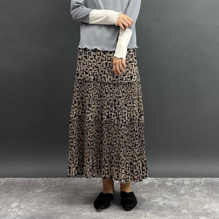 13ブラウン | プリーツ柄スカート | NICOLE