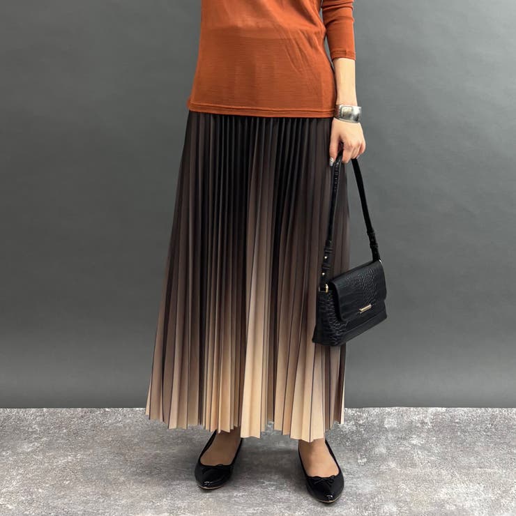 13ブラウン | グラデーションプリーツスカート | NICOLE