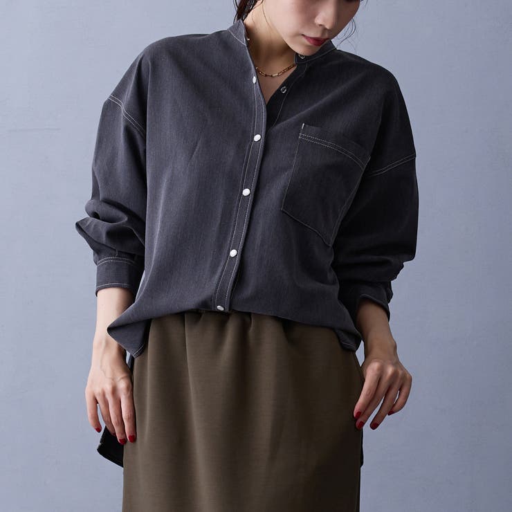49ブラック | テンセルデニムシャツ | NICOLE