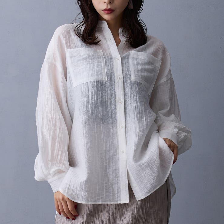 28オフホワイト | シアーシャツブラウス | NICOLE