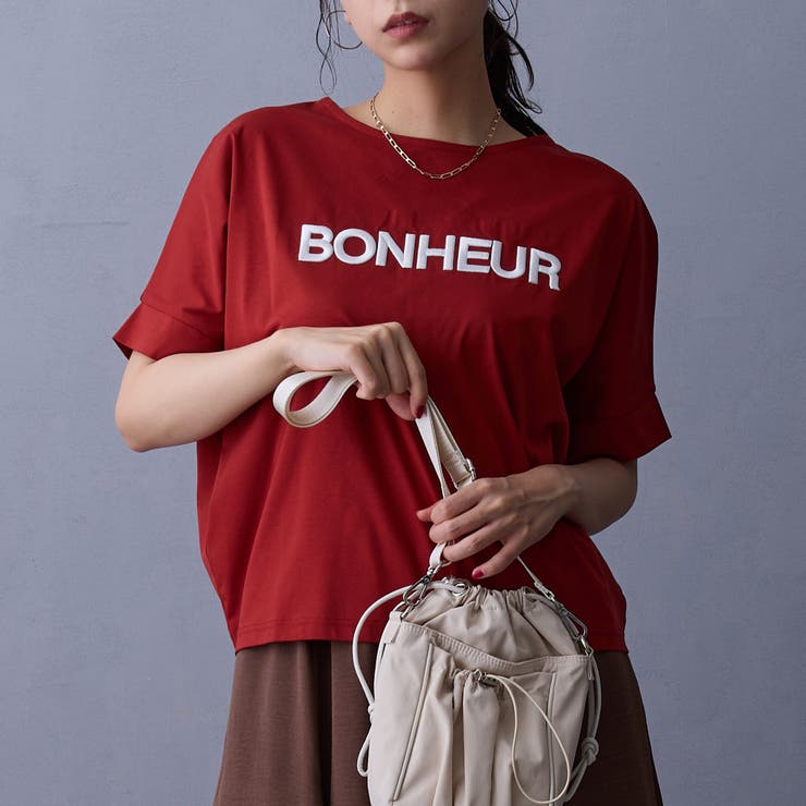 07ボルドー | 刺繍ロゴTシャツ | NICOLE