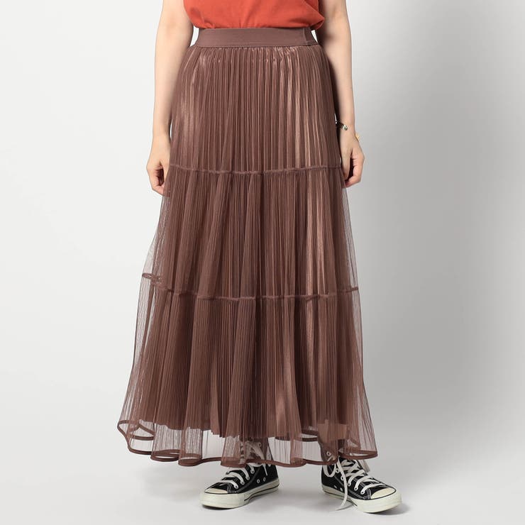 13ブラウン | チュール＆プリーツ ティアードフレアスカート | NICOLE