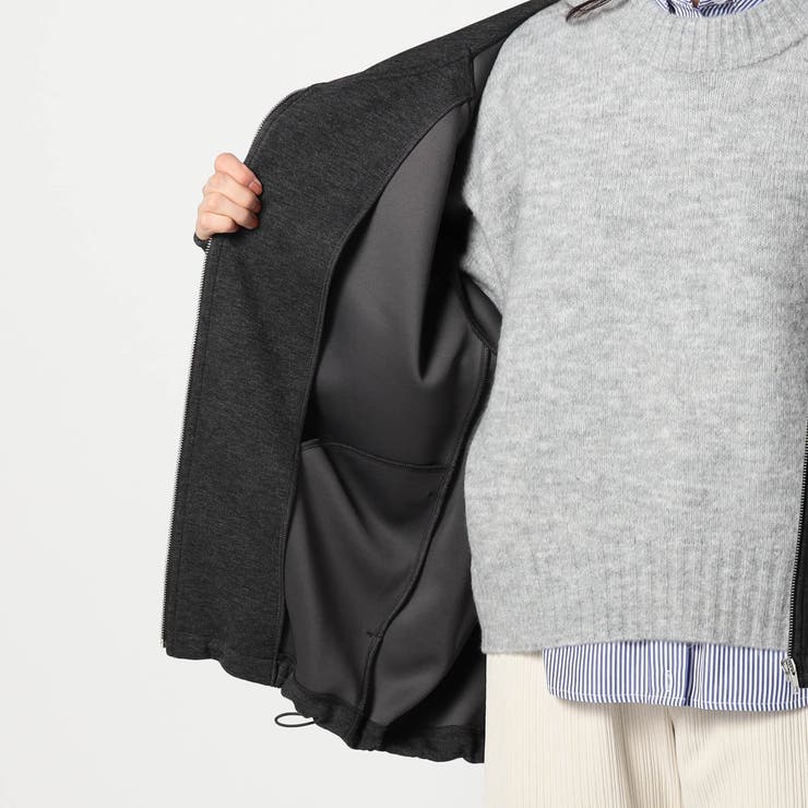 ダンボール素材 パイピングZIPフードブルゾン | NICOLE | 詳細画像12 