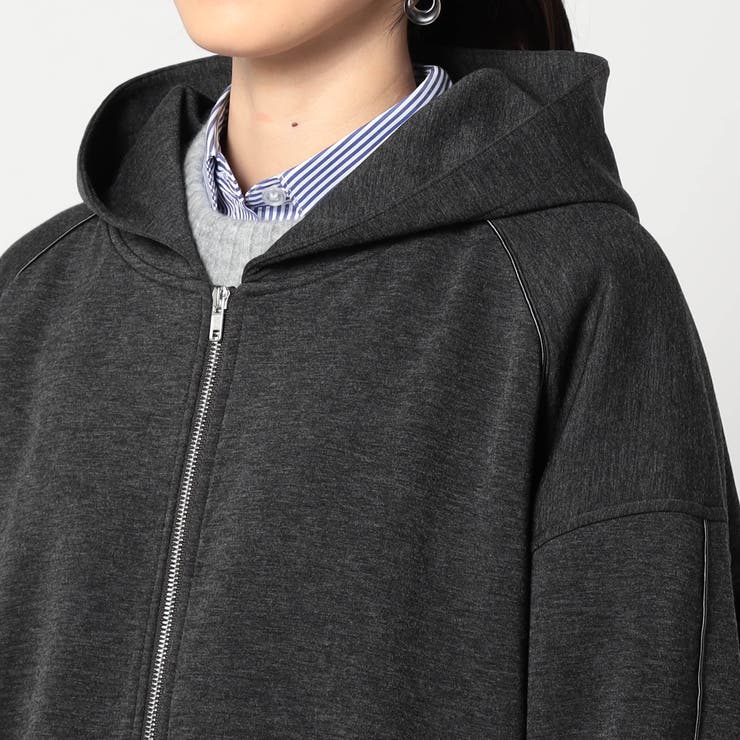 ダンボール素材 パイピングZIPフードブルゾン | NICOLE | 詳細画像7 