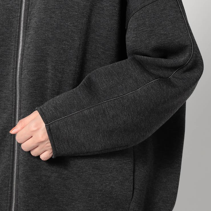 ダンボール素材 パイピングZIPフードブルゾン | NICOLE | 詳細画像8 