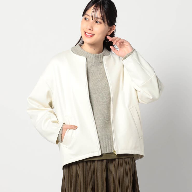 24クリーム | ダンボールニットノーカラージャケット | NICOLE