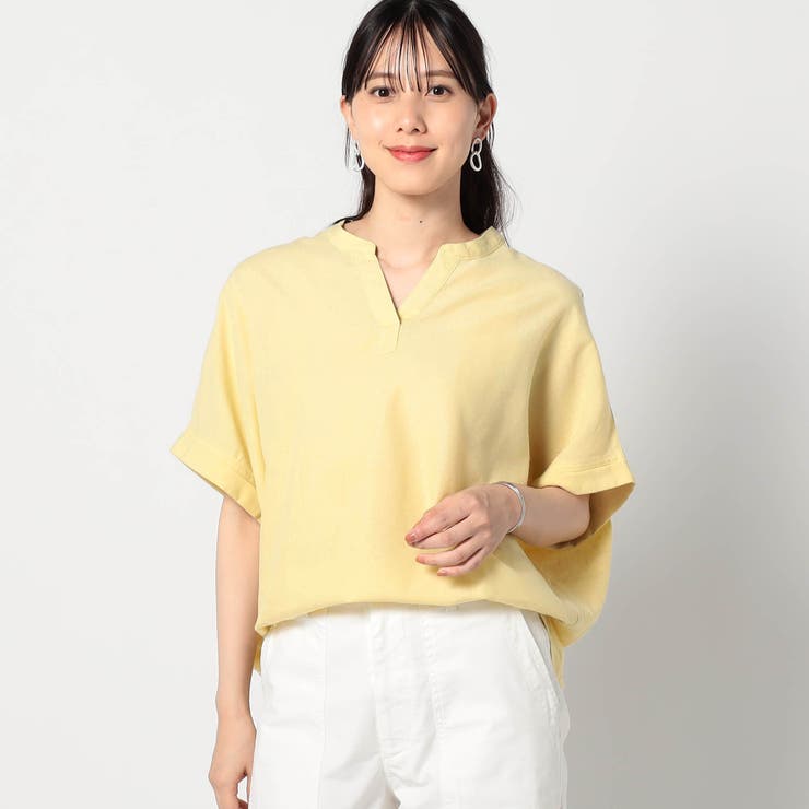 爽やか吸水速乾リネン スキッパーシャツ[品番：NICW0006908