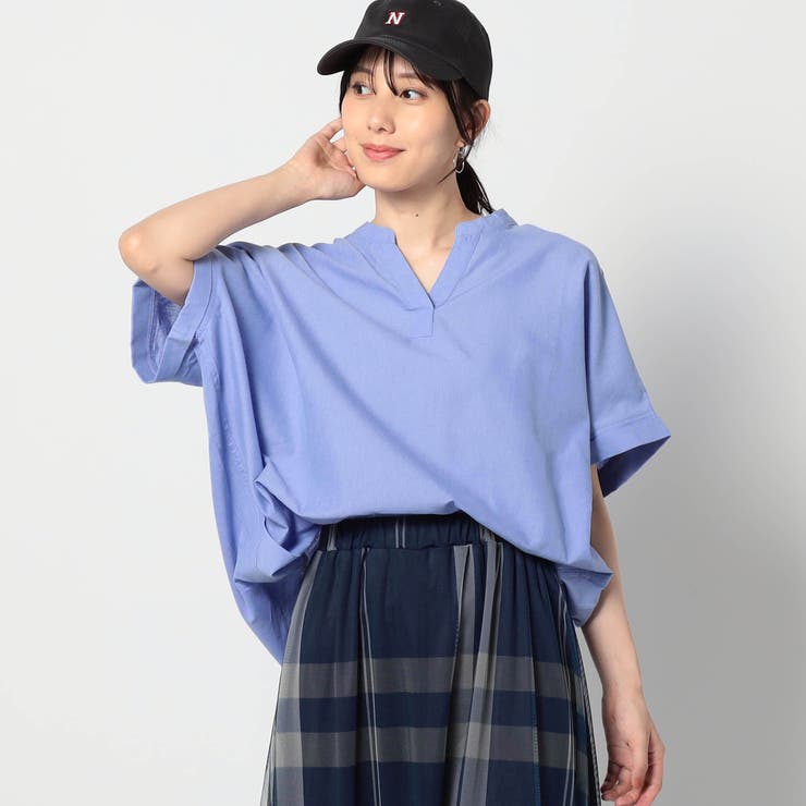64サックス | 爽やか吸水速乾リネン スキッパーシャツ | NICOLE