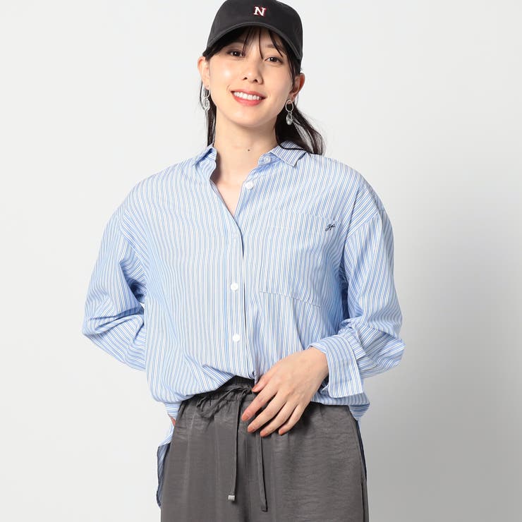 91その他2 | 2WAY ストライプ柄ロゴ入り長袖シャツ | NICOLE