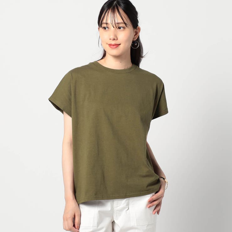 46カーキ | ワンポイント刺繍 ドルマンTシャツ | NICOLE