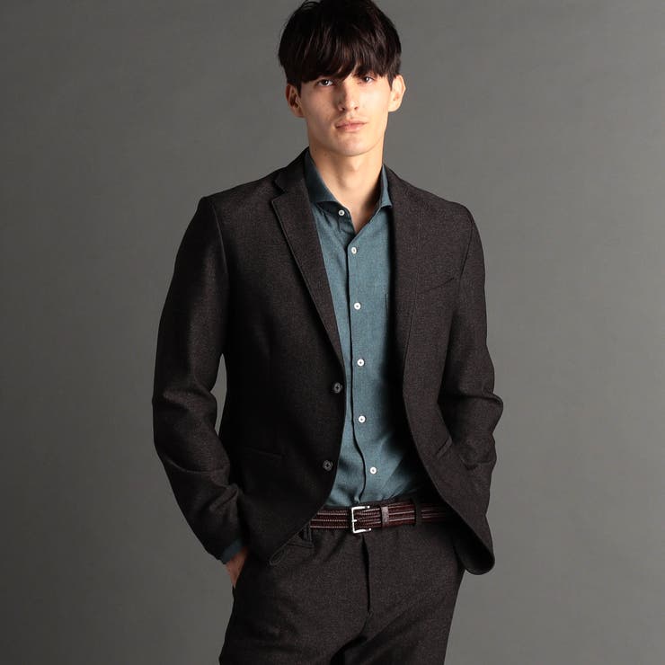 13ブラウン | ヘリンボンストレッチ セットアップジャケット | NICOLE