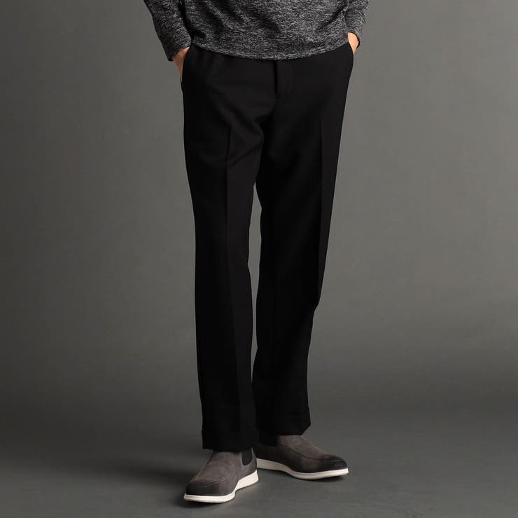 49ブラック | ドビーストレッチツイル ワイドパンツ | NICOLE