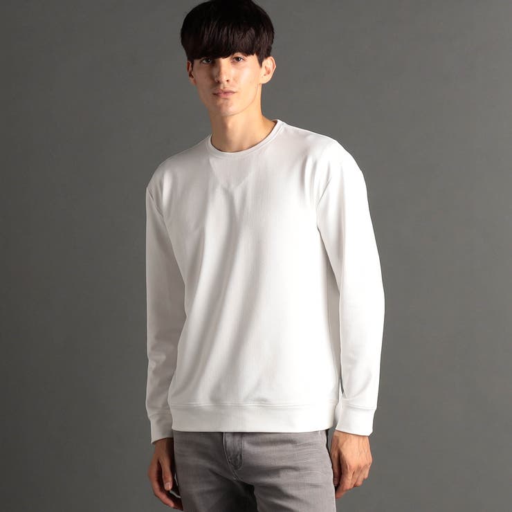 09ホワイト | メランジジャカード クルーネックプルオーバー | NICOLE