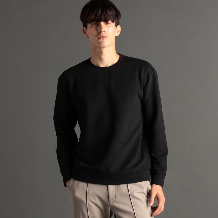 49ブラック | メランジボーダージャカード クルーネックプルオーバー | NICOLE