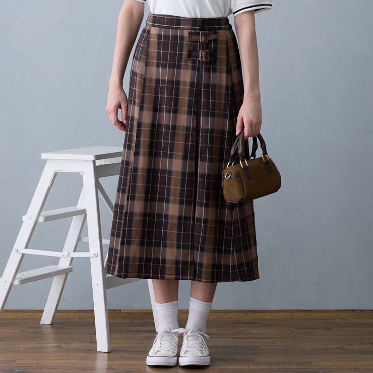 13ブラウン | チェックプリーツセットスカート | NICOLE