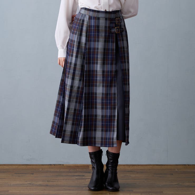 60ブルー | チェックプリーツセットスカート | NICOLE
