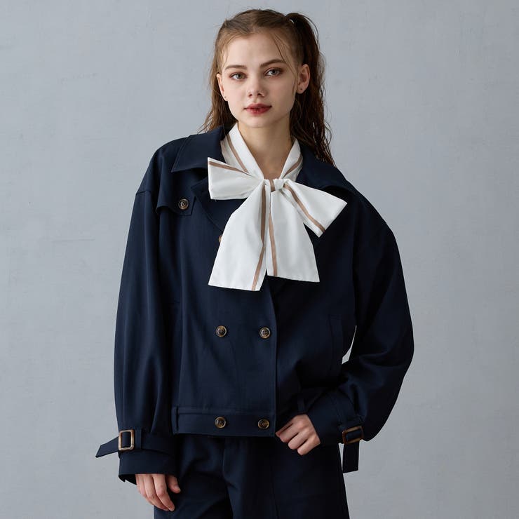 67ネイビー | ブルゾン風トレンチジャケット | NICOLE
