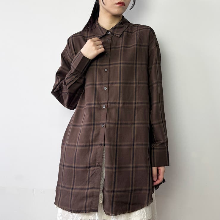 13ブラウン | オンブレチェックシャツ | NICOLE
