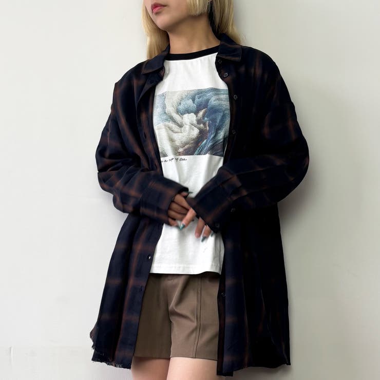 67ネイビー | オンブレチェックシャツ | NICOLE