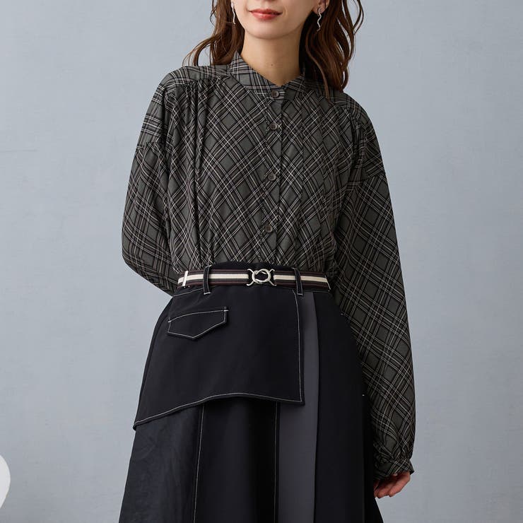 40グリーン | プリーツ柄ブラウス | NICOLE