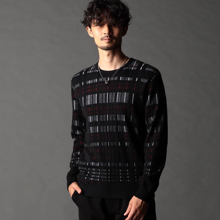 49ブラック | 転換裏ボーダーニット | NICOLE