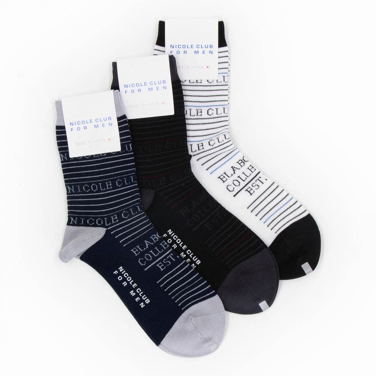 ボーダー×ロゴデザイン クルーソックス | NICOLE | 詳細画像3 