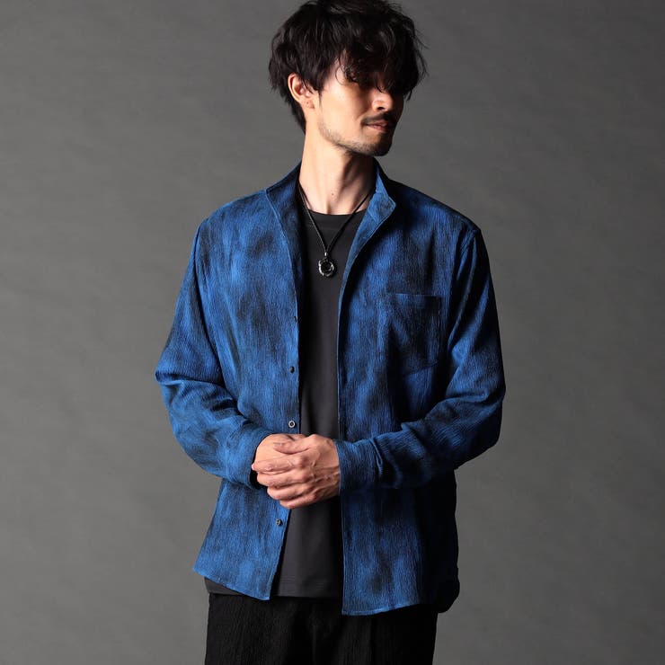 60ブルー | ハイテンションショートスタンドカラーシャツ | NICOLE