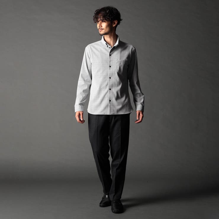 ジオメトリックスタンドボタンダウンシャツ | NICOLE | 詳細画像2 