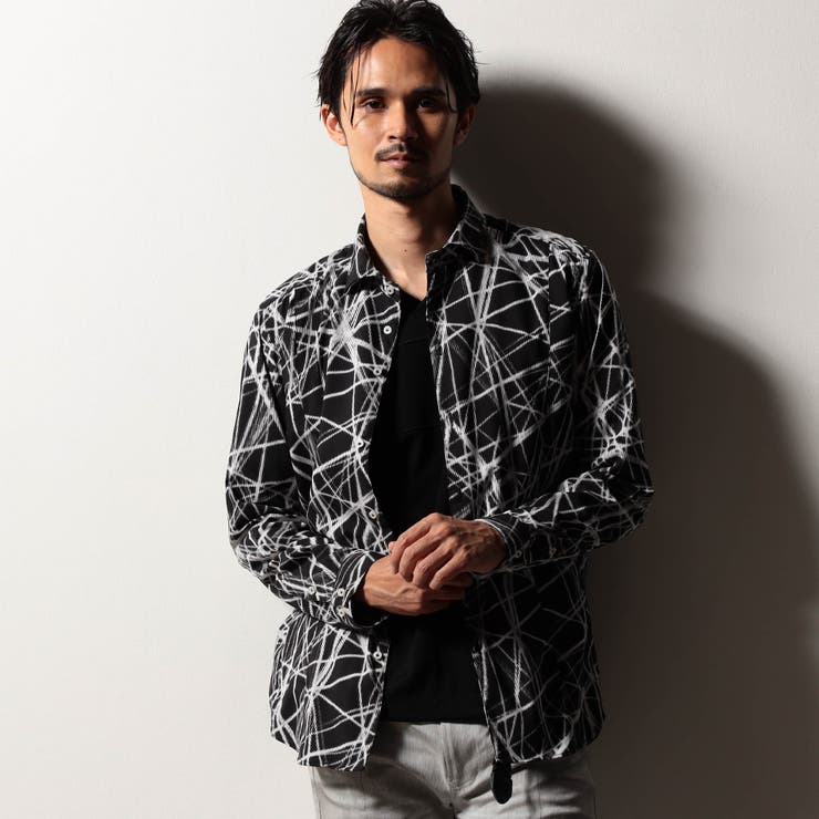 49ブラック | 【RIELABO】レイズオブライトプリントシャツ(日本製) | NICOLE