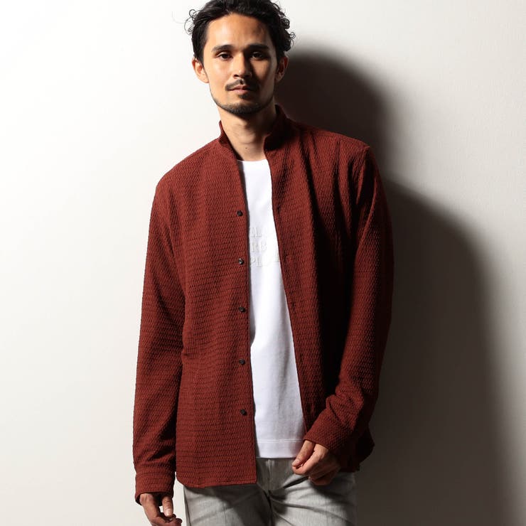 【RIELABO】バークジャカードスタンドカラーシャツ | NICOLE | 詳細画像17 