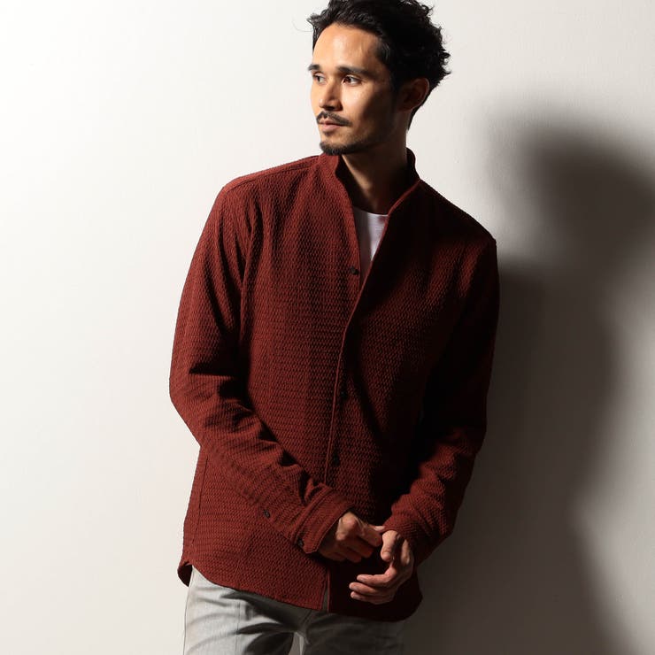 【RIELABO】バークジャカードスタンドカラーシャツ | NICOLE | 詳細画像4 