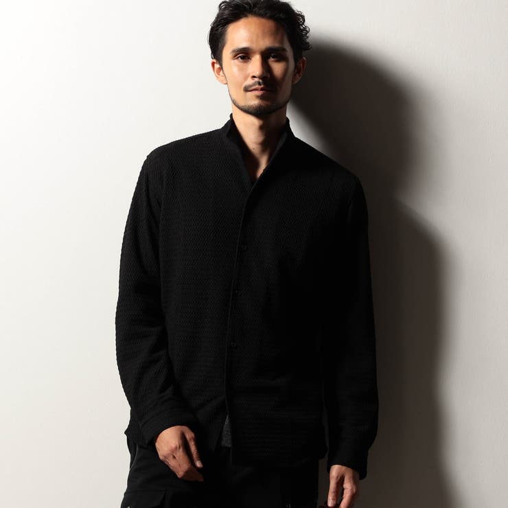 49ブラック | 【RIELABO】バークジャカードスタンドカラーシャツ | NICOLE